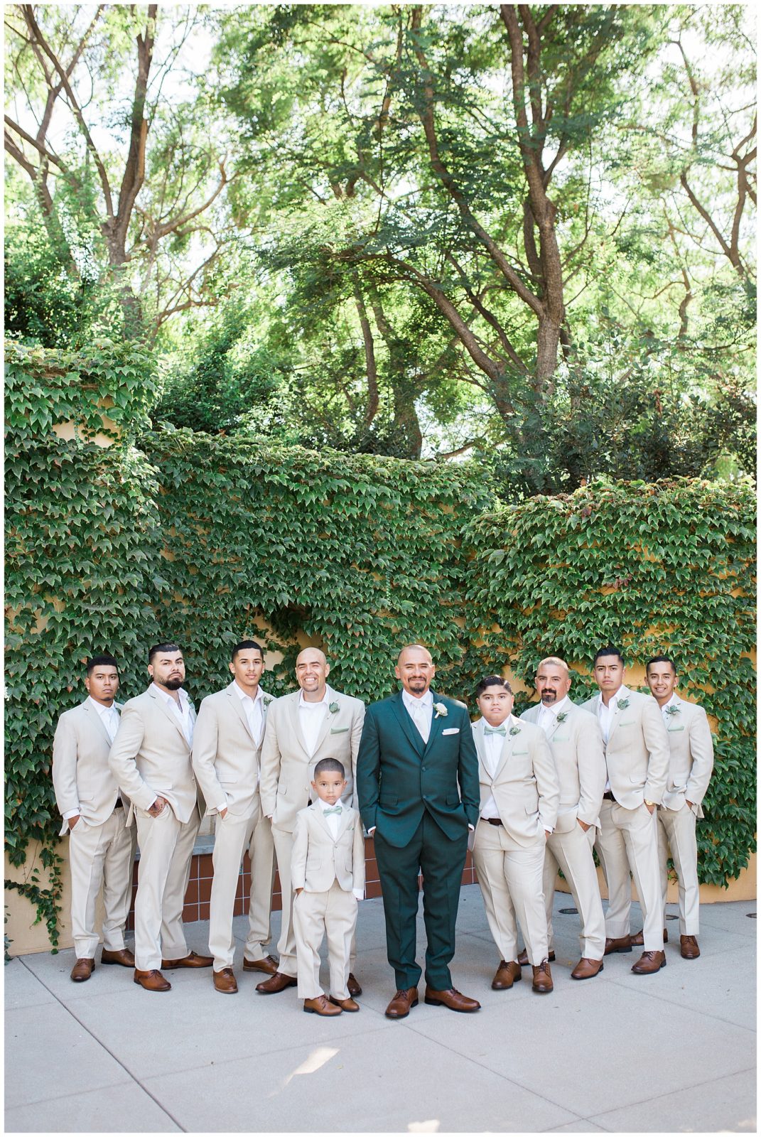 groom and groomsmen portraits outdoor wedding