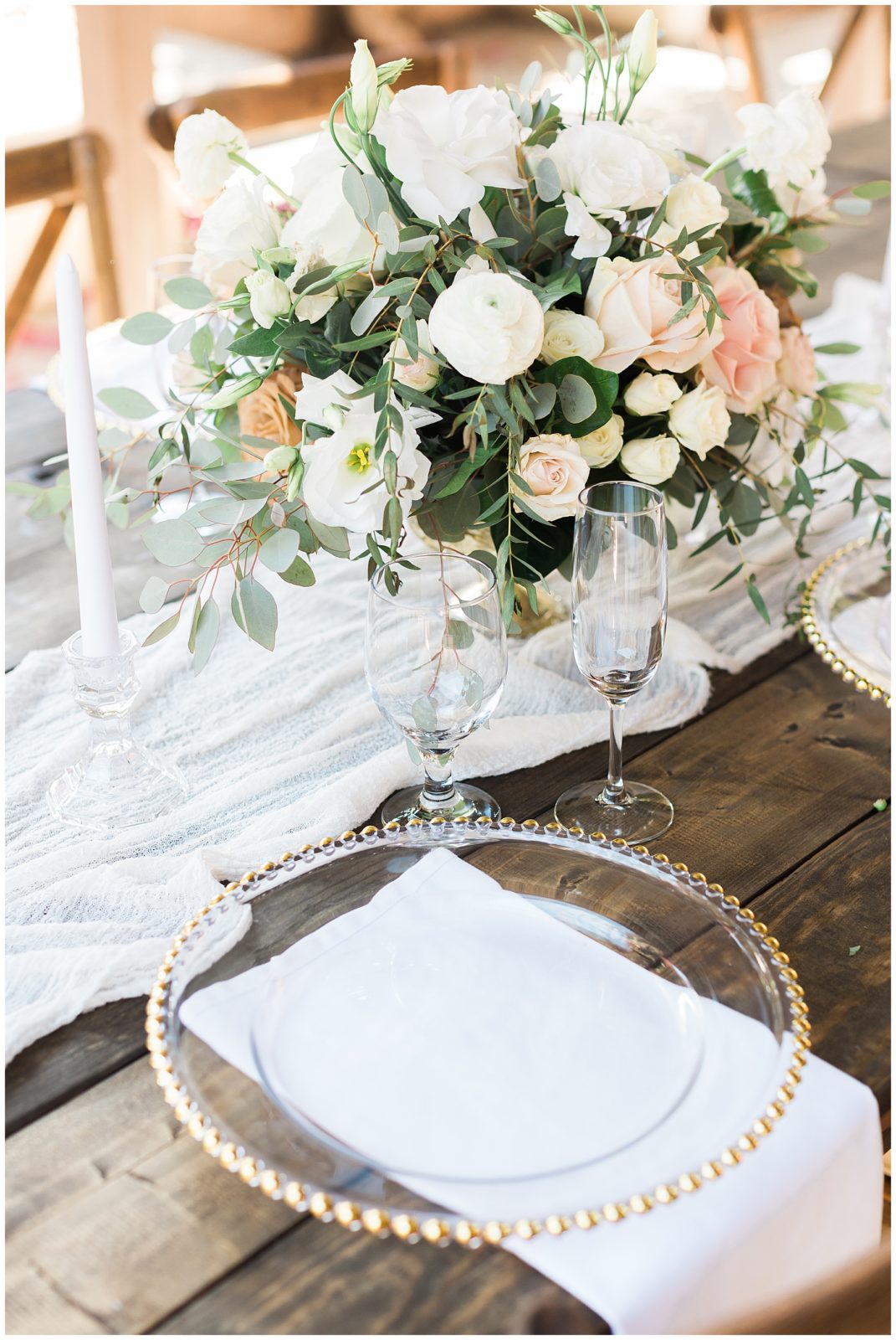 table setup for romantic outdoor wedding