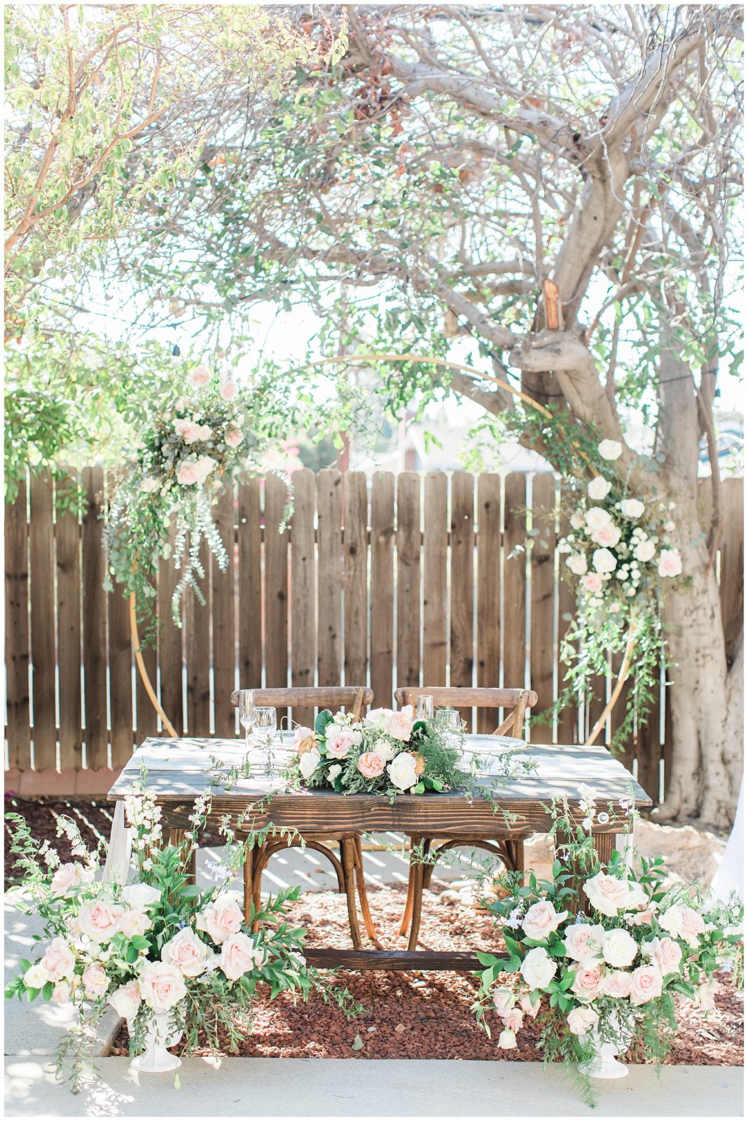 romantic backyard wedding reception tables