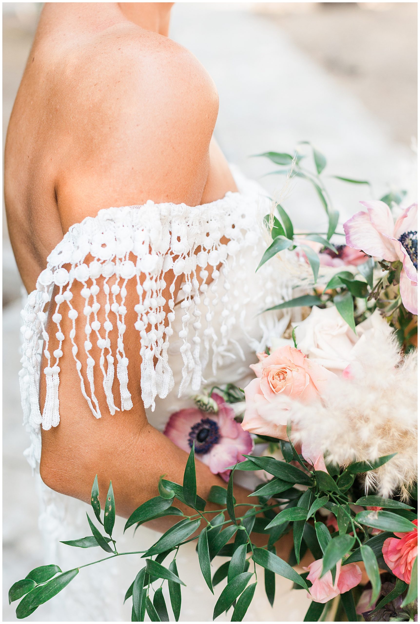 fringe detail on bridal gown
