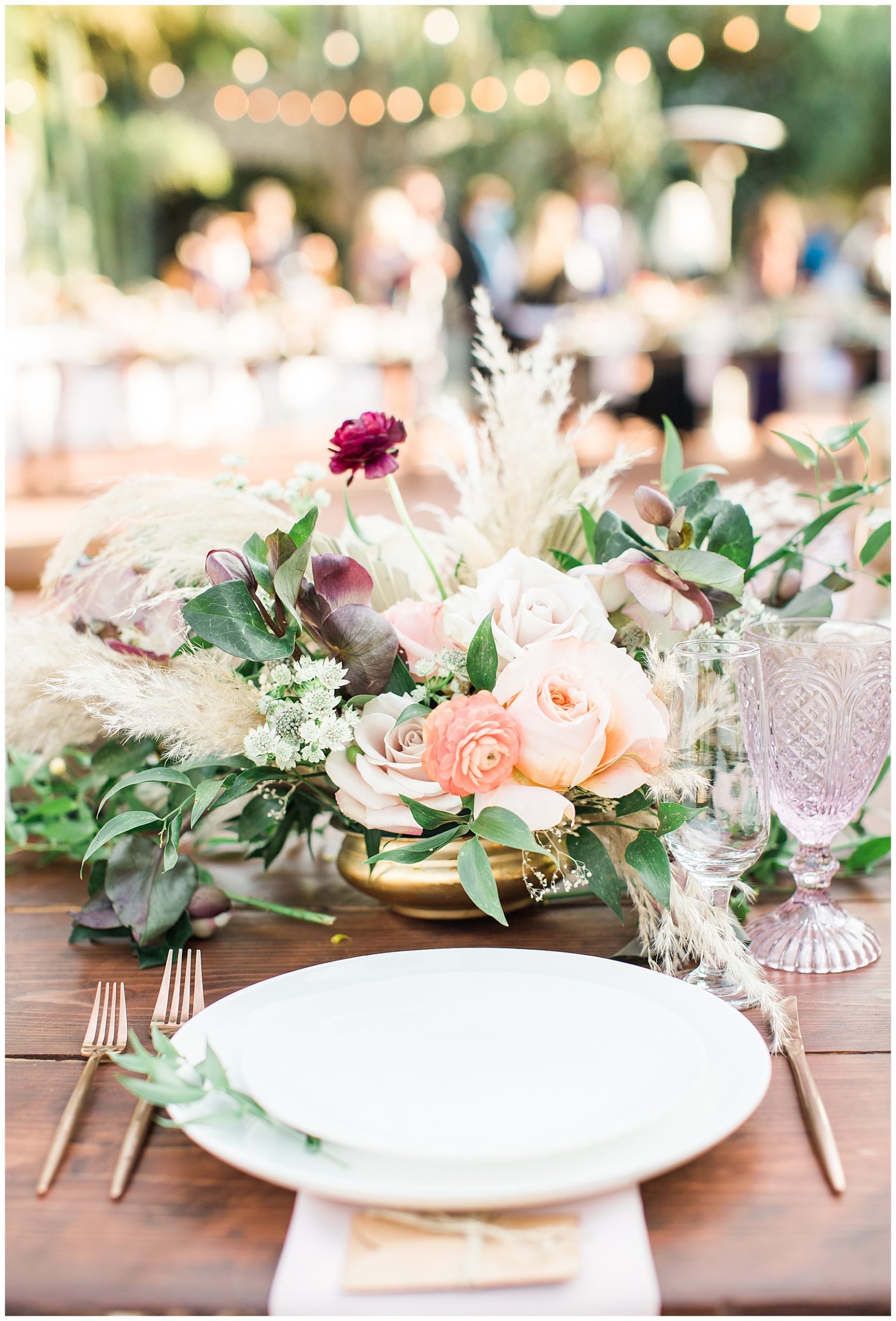 pampas grass centerpieces with florwers