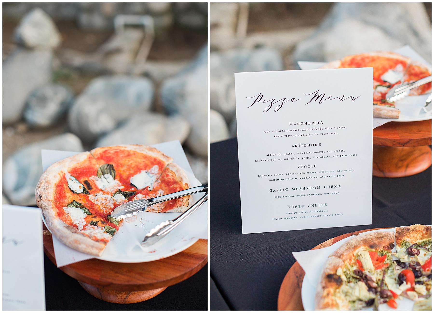 pizza served at wedding reception