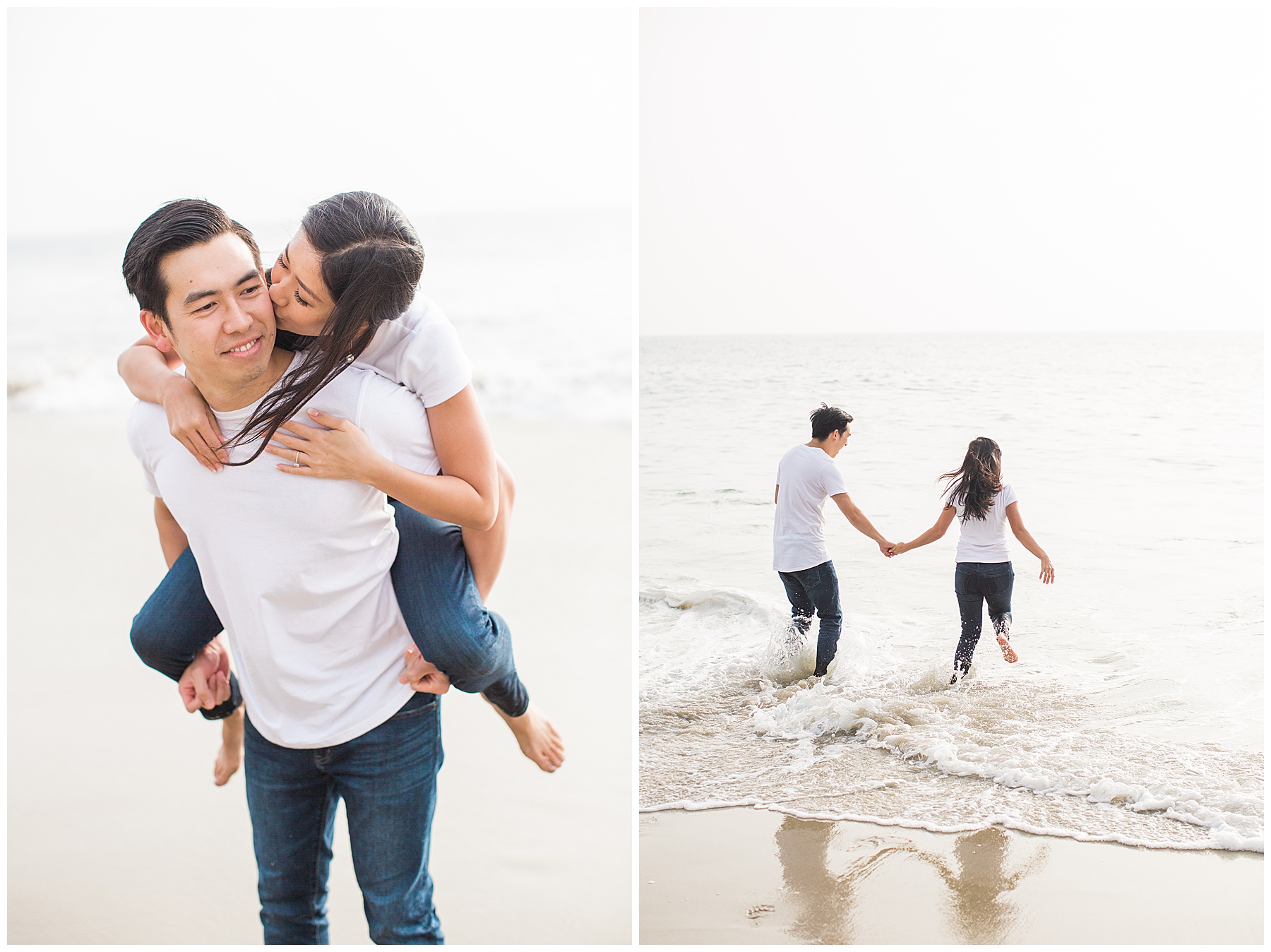 Couple beach engagement poses