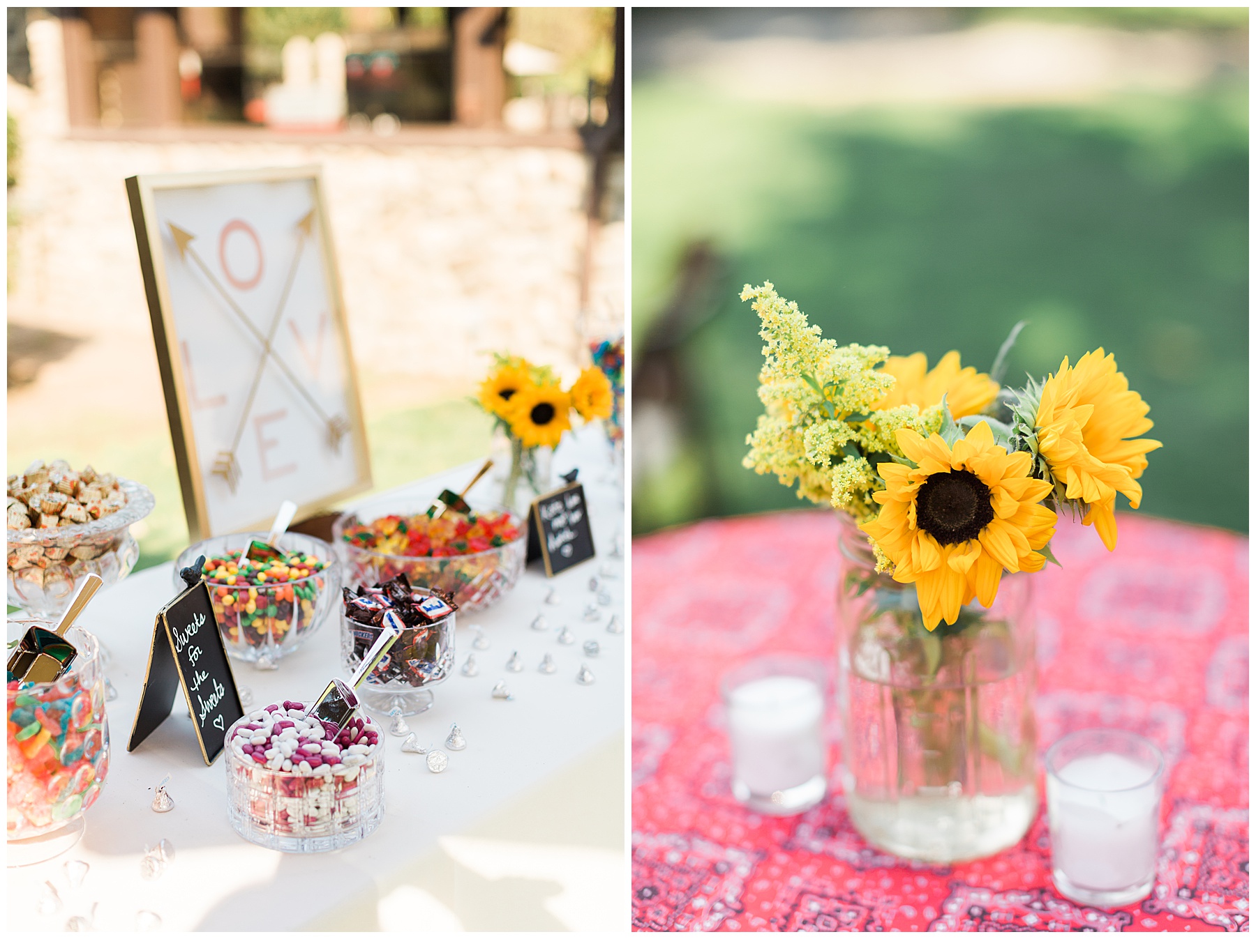 sunflowers for centerpiece with dessert table